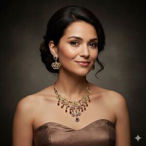 Topaz Rose Rhinestone Necklace Set